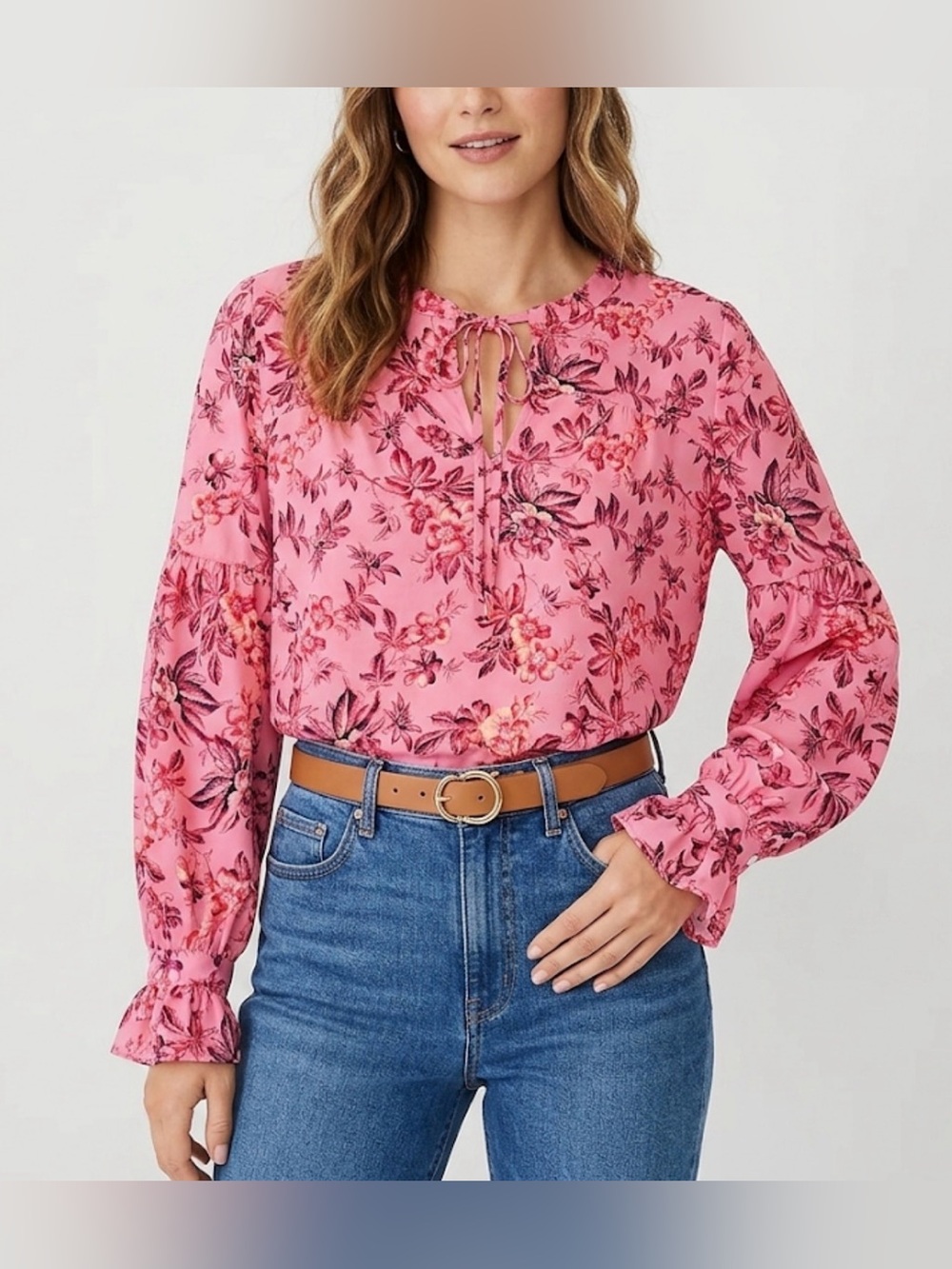 LAST CHANCE! LOFT Long Sleeve Floral Blouse, Size MP